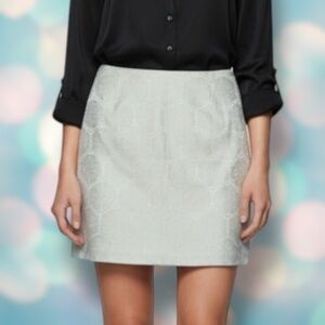 Tahari Women’s Ivory Embroidered Geometric Pencil Mini Skirt Size 12